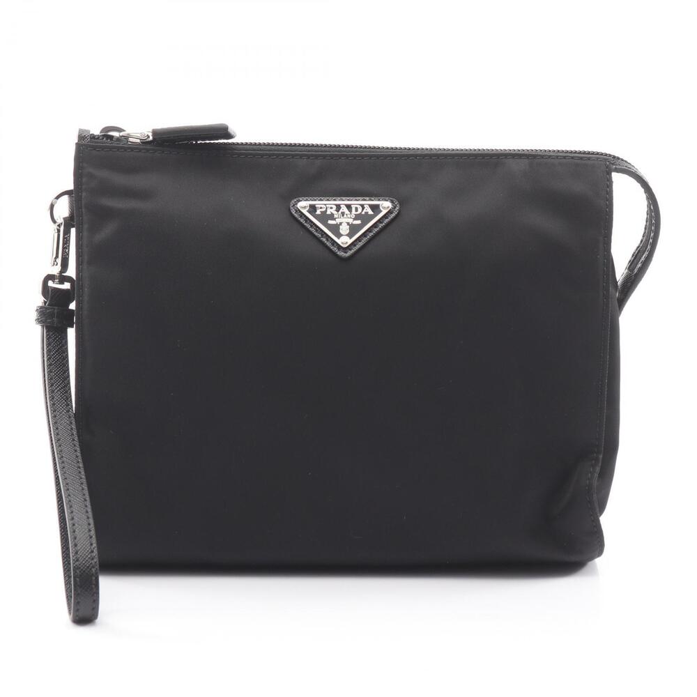 Prada Re Nesessaire TESSUTO SAFFIANO Shoulder Bag Leather Black